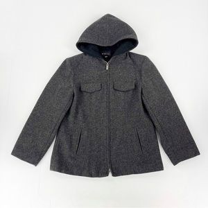 Braetan Gray Wool Polyester Lined Full Zip Hooded Hoodie Jacket Top